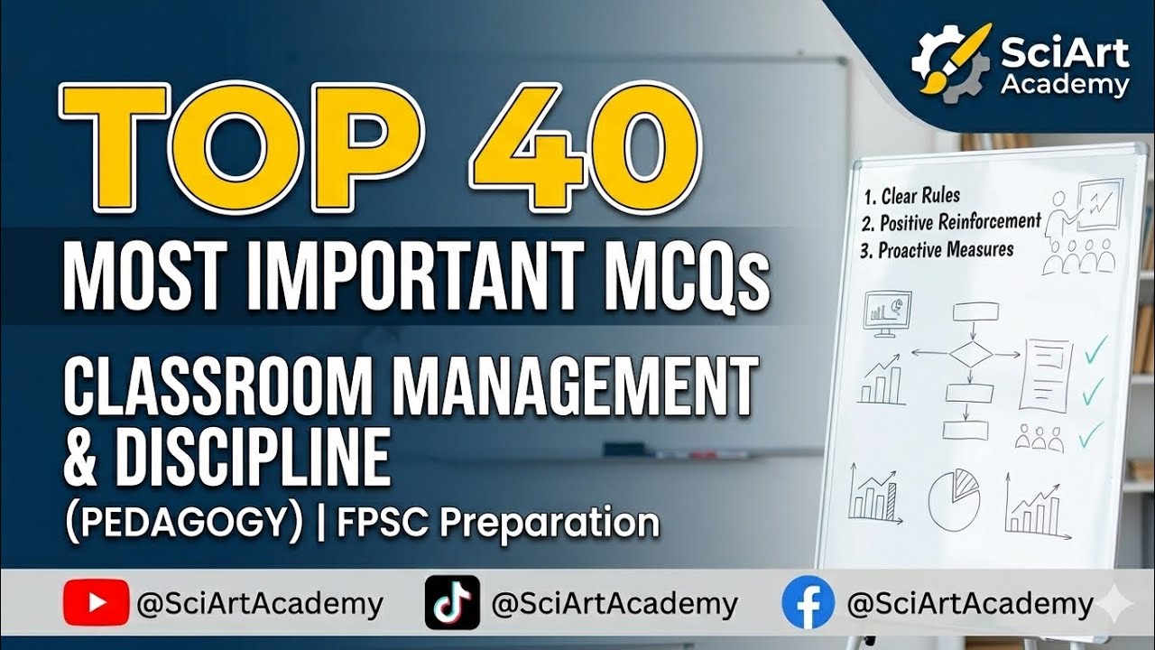 Top 40 Most Important MCQ's of Classroom Management & Discipline ( Pedagogy )| FPSC |SciArt Academy