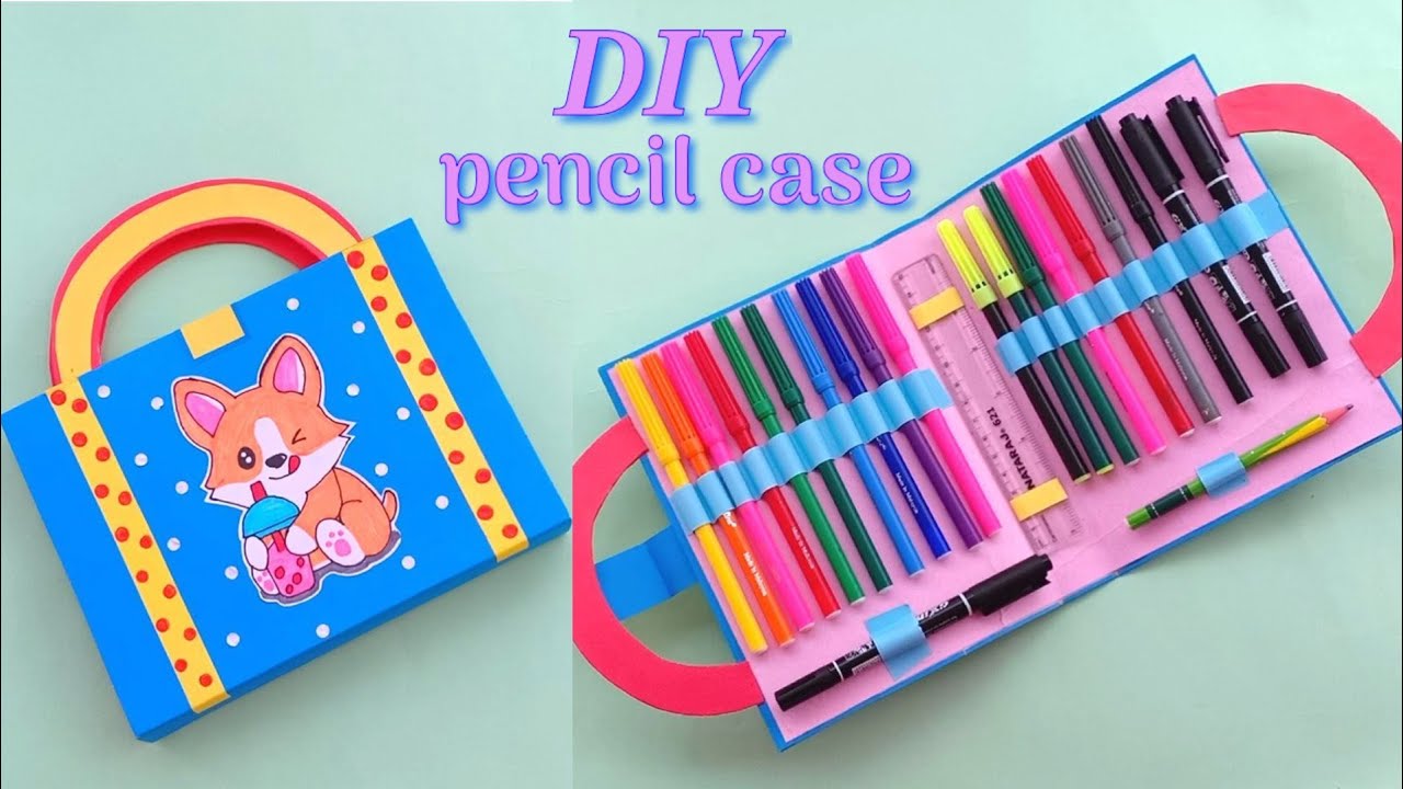 How to make a Paper Pencil box/Paper pencil box with cardboard/Easy pencil case/diy pencil case idea