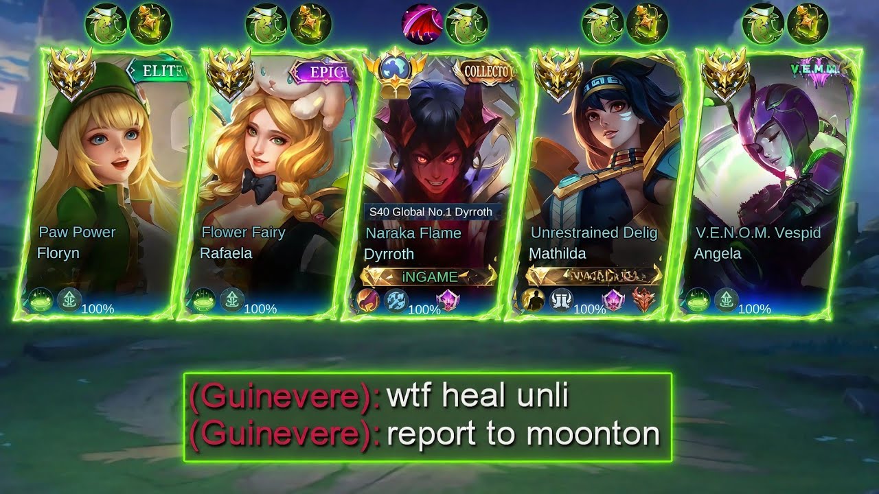 GLOBAL 1 DYRROTH WITH 4 META HEALERS = CAN'T BE STOPPED?! 🤯🔥(UNLI HEAL META) - MLBB
