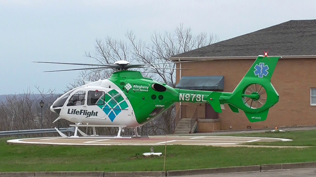 Airbus H135 Helicopter of Life Flight Allegheny Health Systems. Full Sound.