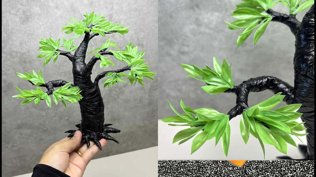 How to make bonsai tree using drinking straws | Cara membuat bonsai dari sedotan plastik