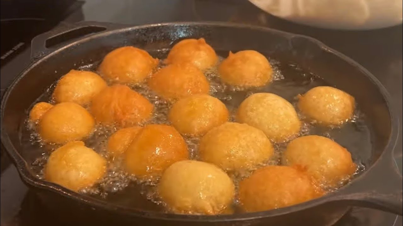 Live: Fried Pancake Balls,Turkey Bacon, Black Beans, Scrambled Eggs and Rice!