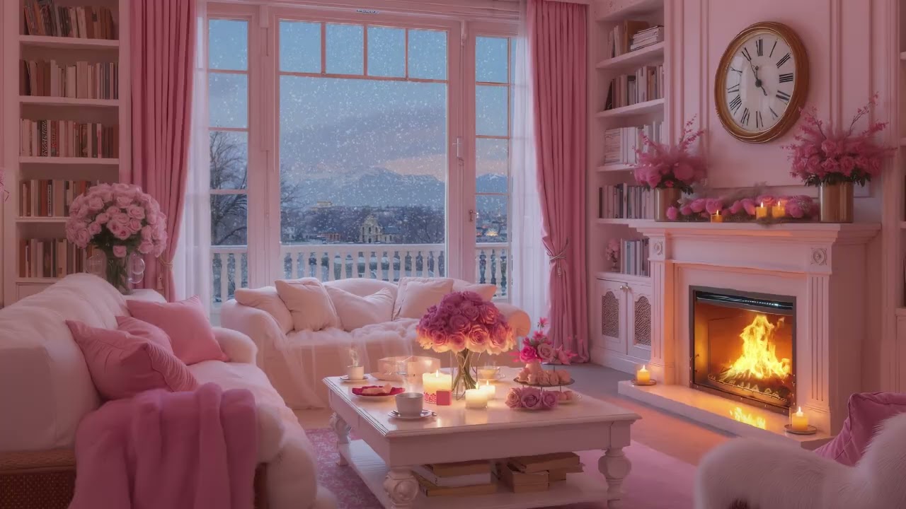 🌷🎹 Winter Piano Music for Relaxation | Cozy Room with Snowfall Outside | 10 Hours of Focus & Relief