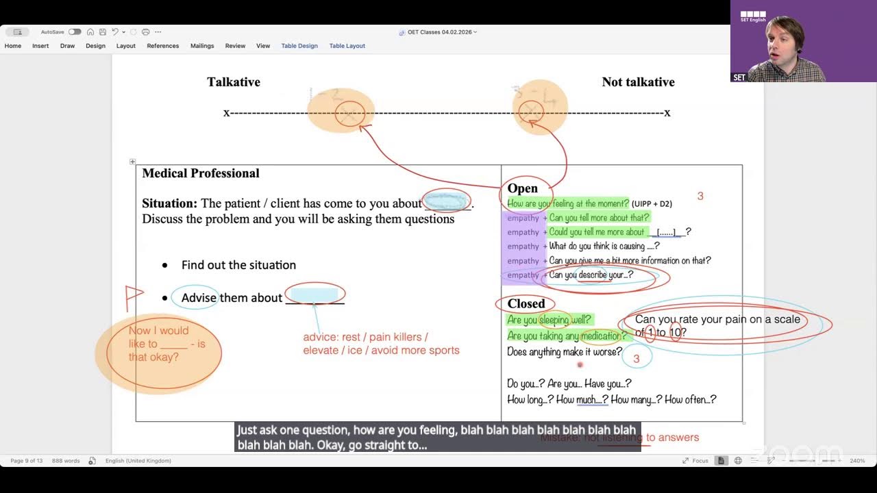 OET Speaking: Open to Closed Questions