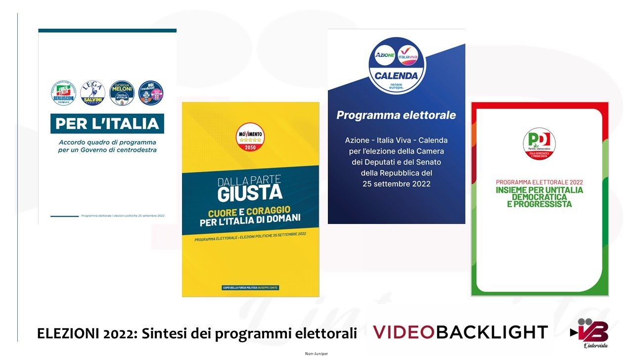 Elezioni 2022: sintesi programmi Centro destra M5S PD AIV