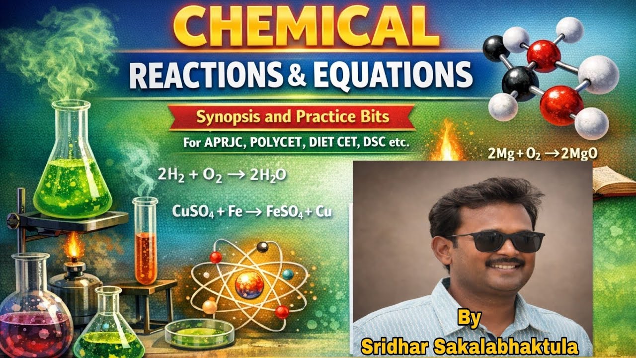 #Chemical Reactions & Equations #Synopsis & practice bits #aprjc #polycet #dsc #10th #sridharsir