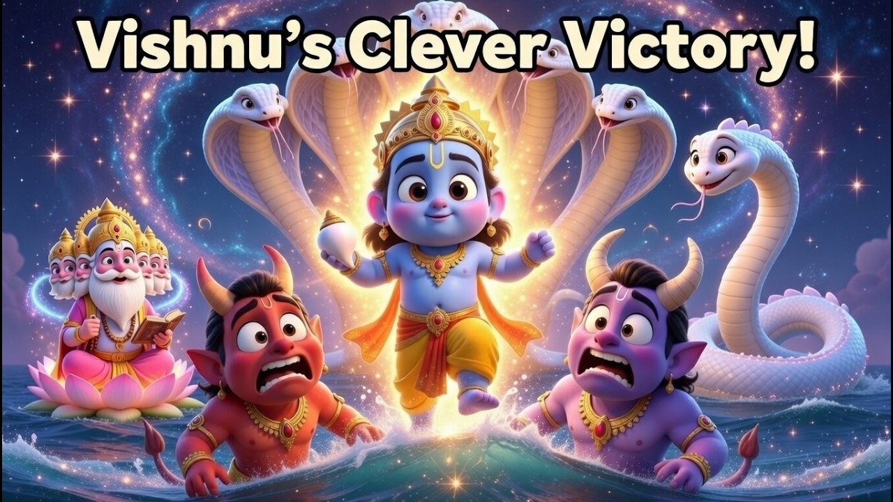 Vishnu&rsquo;s Clever Victory! Magical 3D storytime video (Kid-friendly magical animation) 🌟