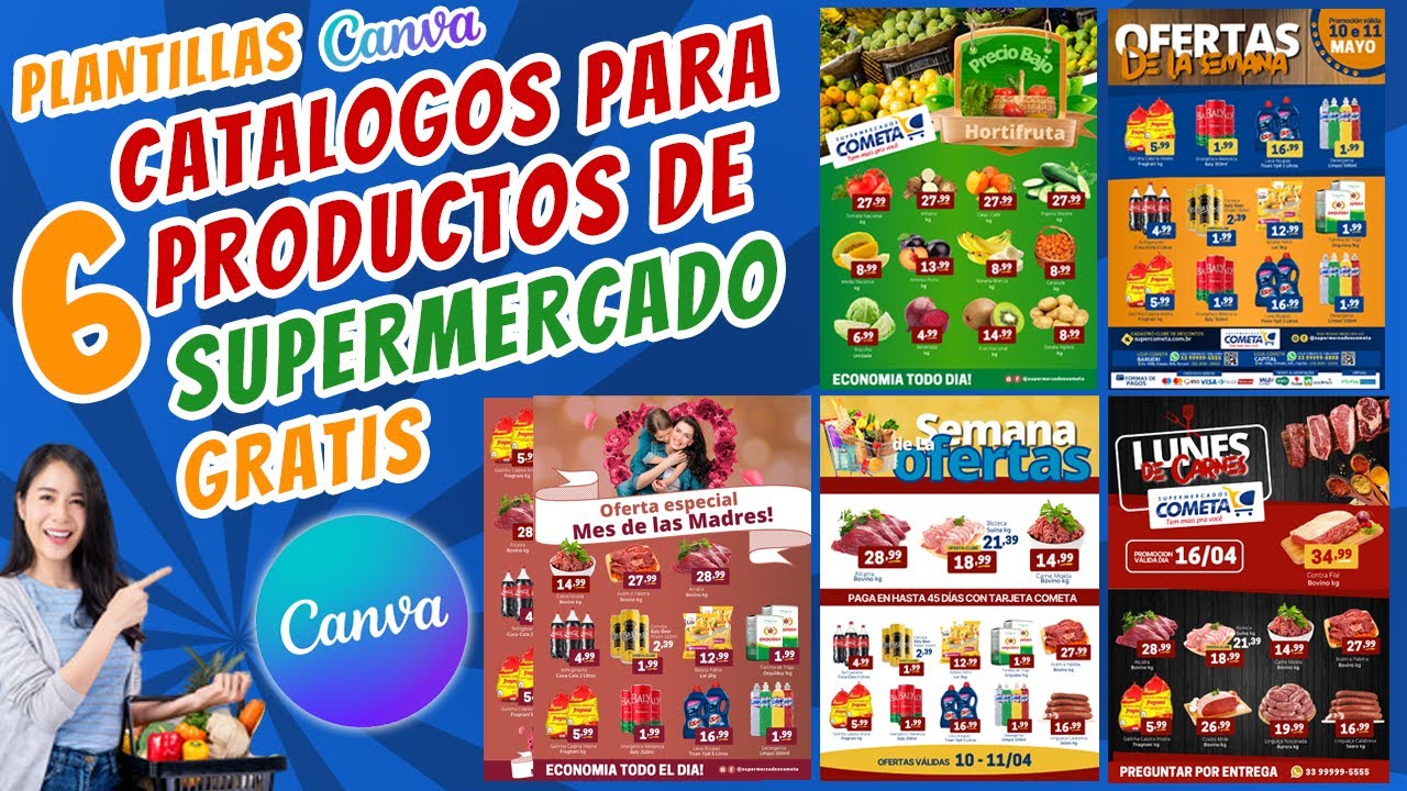 PACK DE PLANTILLAS PARA CATÁLOGOS PARA PRODUCTOS DE SUPERMERCADO GRATIS🎁✅