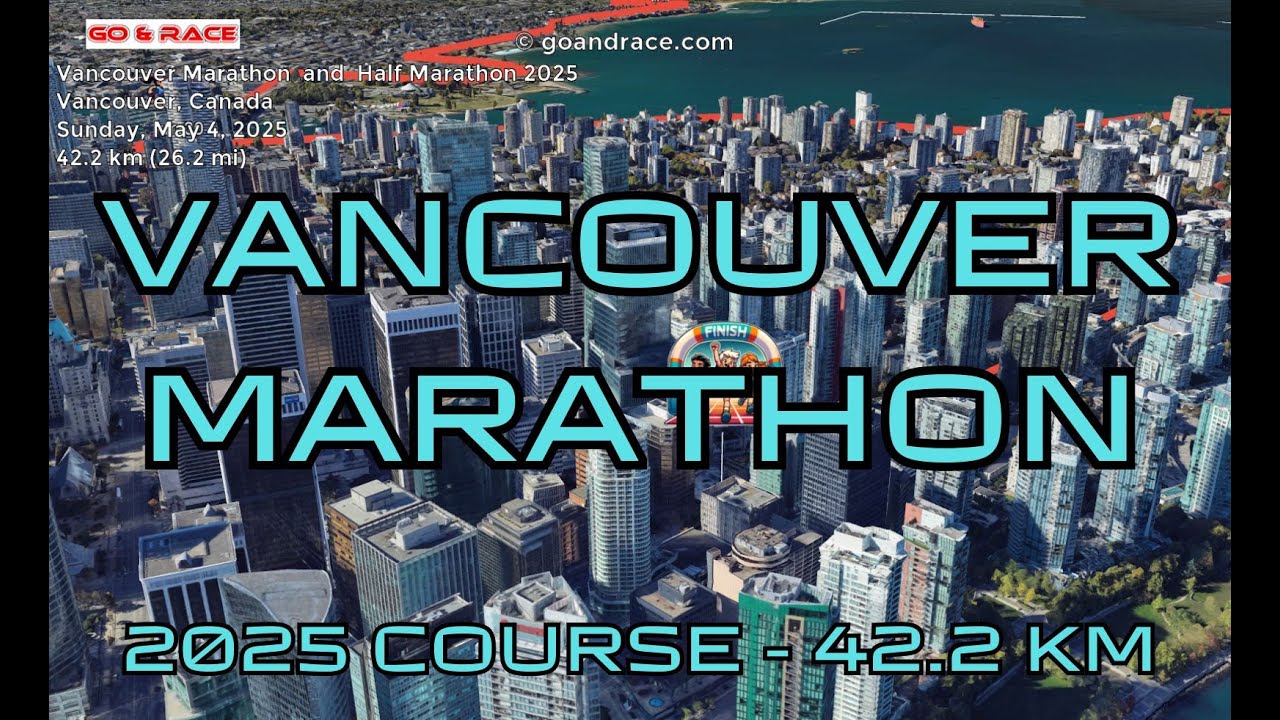 Vancouver Marathon & Half Marathon 2025: fly over the marathon course! Video of the race path.