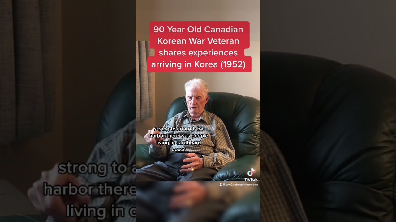90 Year Old Canadian Korean War Veteran shares experiences landing in Korea for the first time!