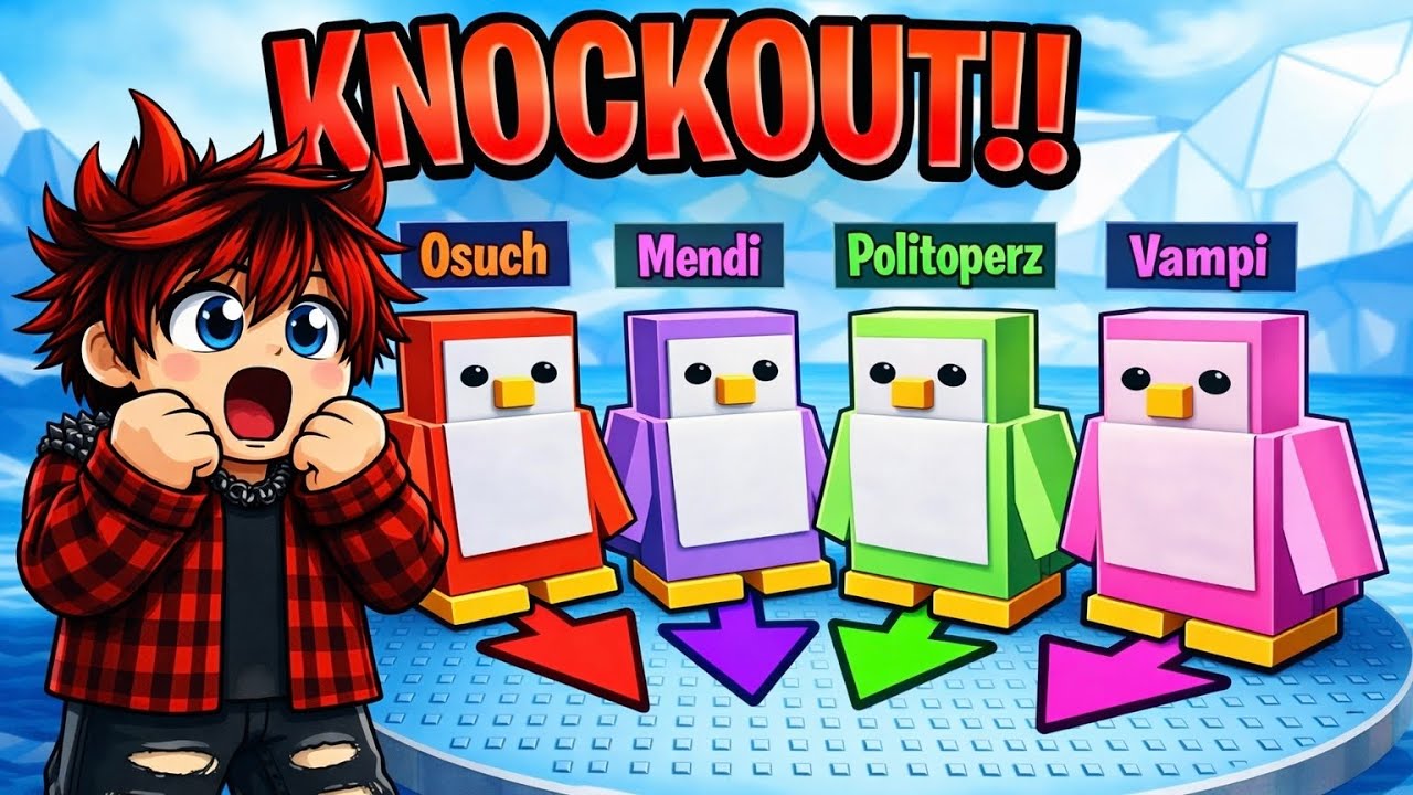 WALCZYŁEM PINGWINEM PRZECIWKO 3 YOUTUBEROM!! 😱🐧| KNOCKOUT