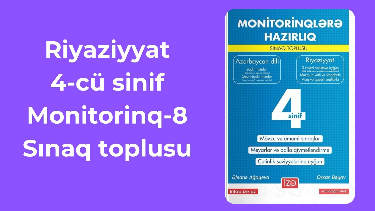 4-cü sinif Monitorinq-8 İzə nəşriyyatı#riyaziyyatdərsləri