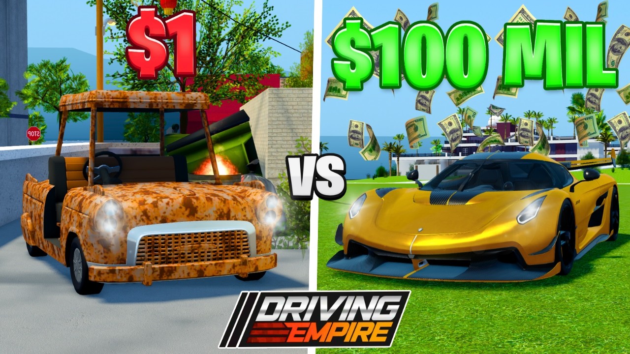 Коллекция автомобилей стоимостью $1 против $100 000 000 в Driving Empire!