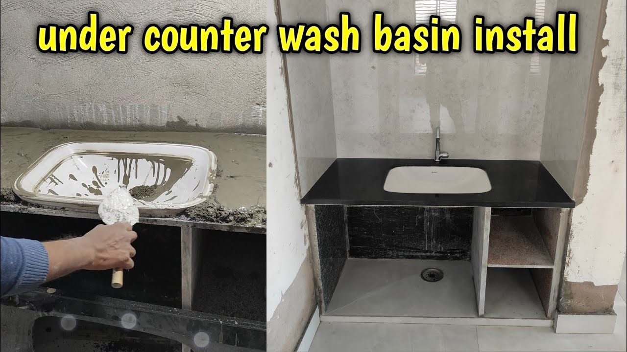 under Counter Top Wash Basin Installation || granite top wash basin ||