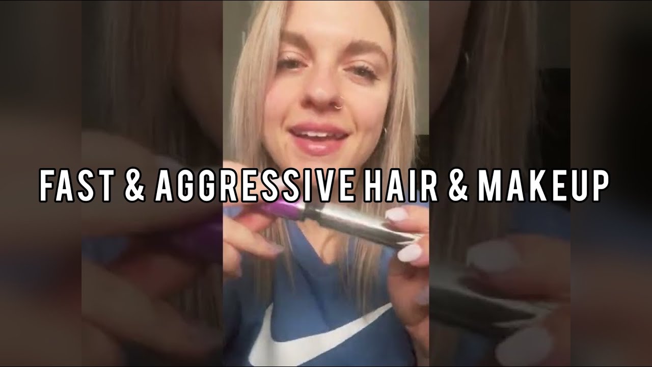 ASMR FAST & AGGRESSIVE HAIR & MAKEUP: lofi whispered tapping, scratching, mouth sounds