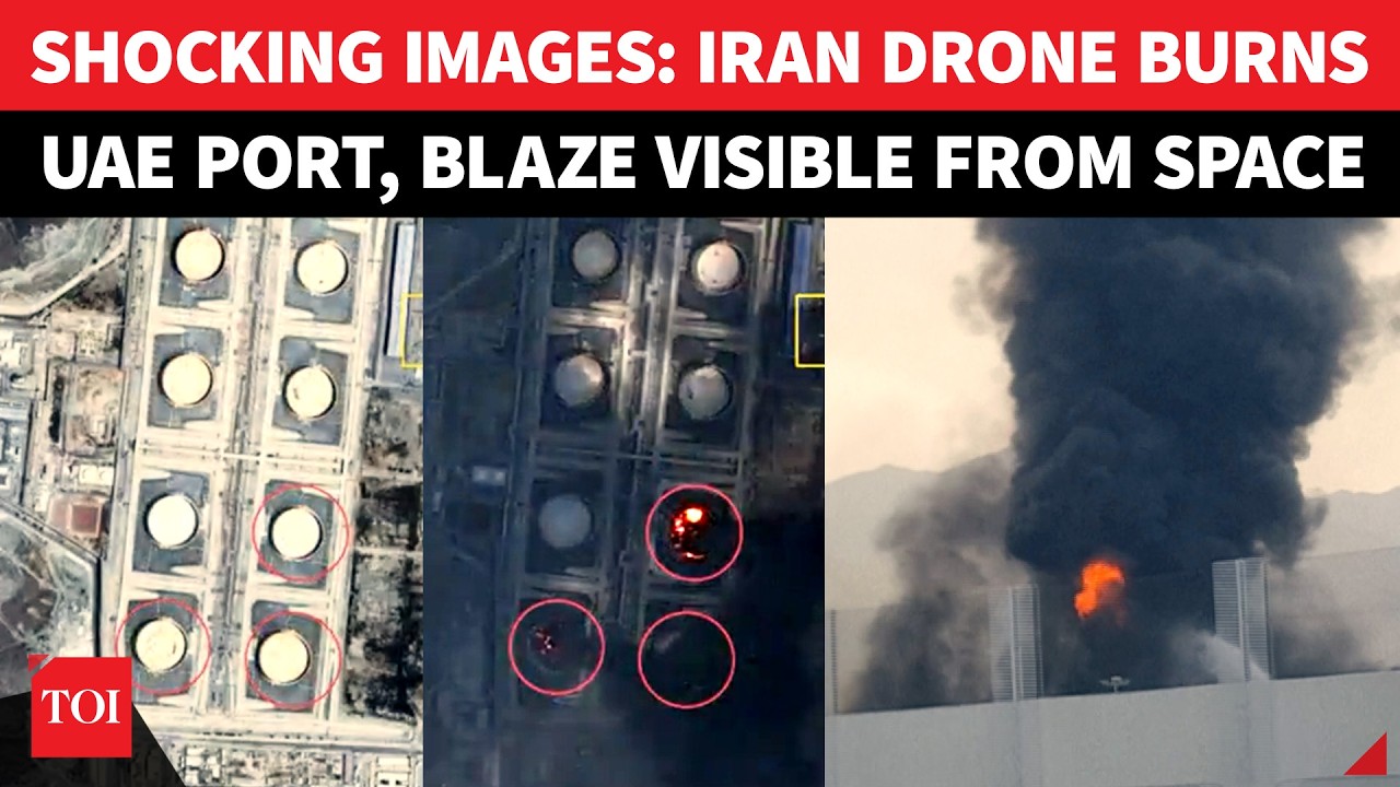 UNSEEN Images: UAE Port Engulfed In Flames, Blaze Visible From Space   After Iran Drone Strike