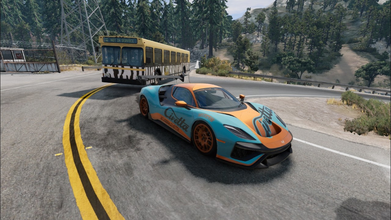 BeamNG drive  Bus Simulator Car Crash Test