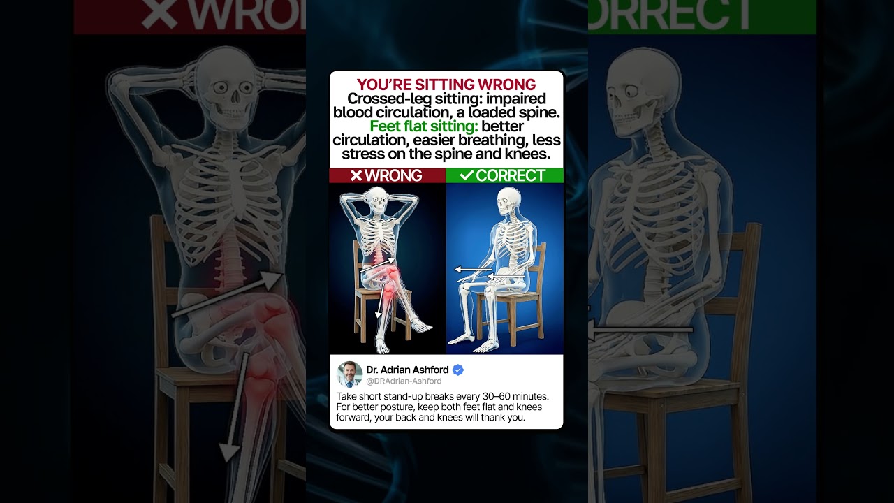 Crossed-leg Sitting VS Feet Flat Sitting | What Happens Inside Your Body  #facts #health #gym