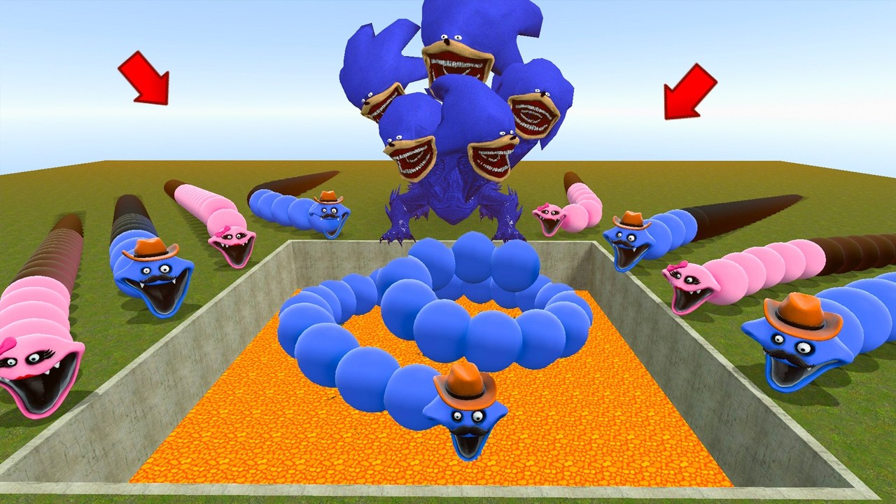 AI Brainrot Memes Bosses in Giant Pit - HORROR MEME MONSTER BATTLE / in the lava pit   Garry's mod