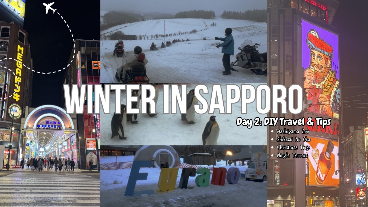 A Day at Asahiyama Zoo + Snowmobile & Ningle Terrace, Japan