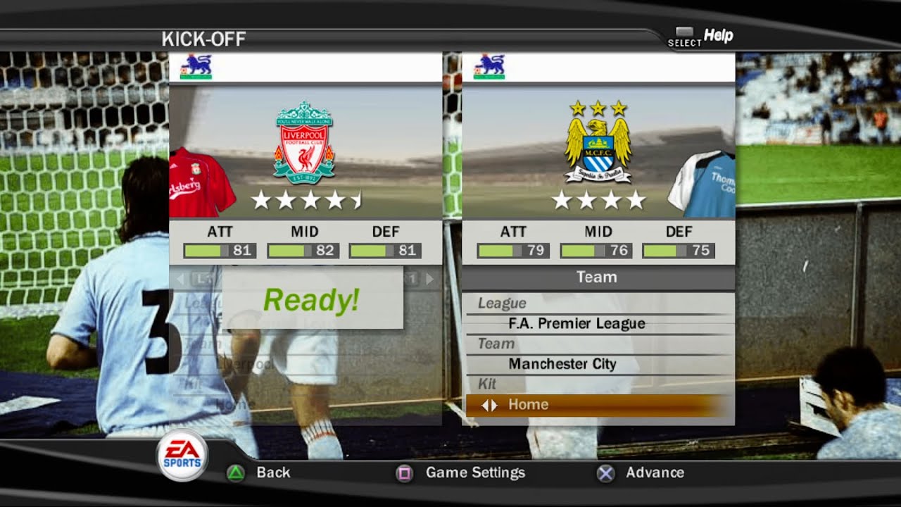 Геймплей FIFA 07 (PS2) — «Ливерпуль» против «Манчестер Сити»