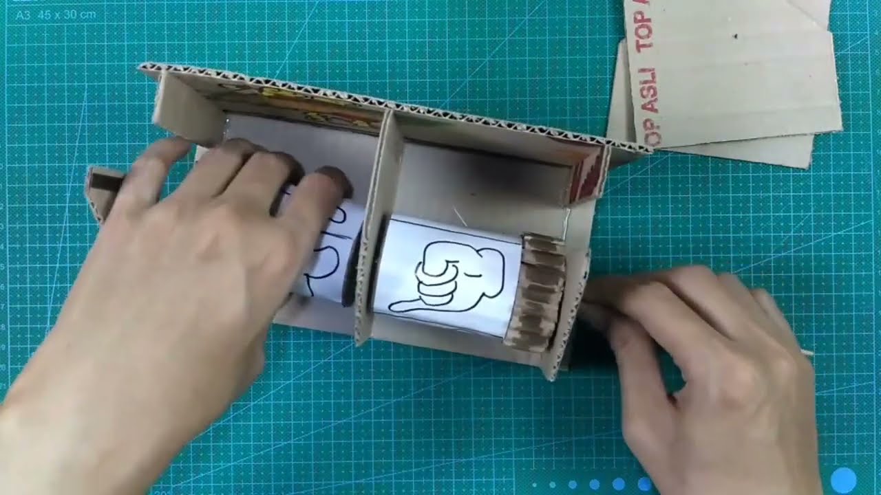 cara buat mesin mainan gunting batu kertas dari kardus / versi indonesia / suit , sutten