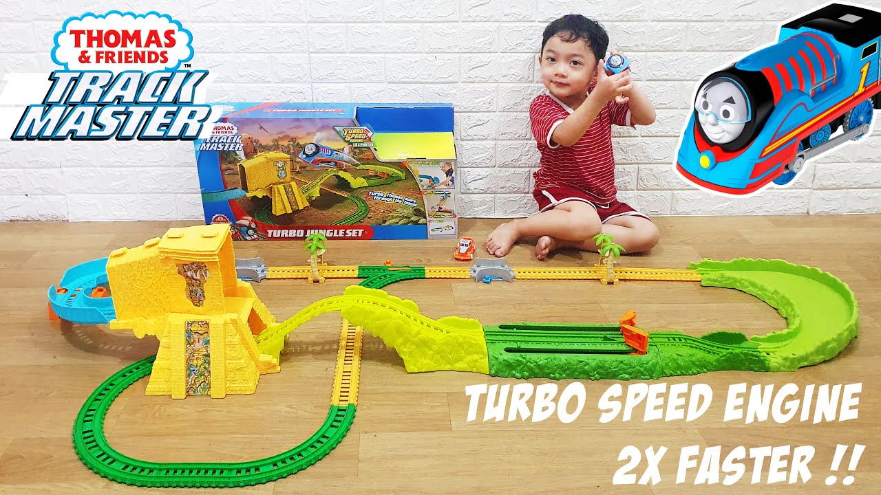 THOMAS TURBO JUNGLE SET TRACK MASTER!! REVIEW UNBOXING Mainan Kereta Api KEREN !!