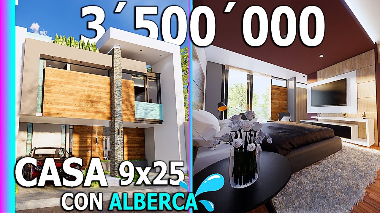 LINDA CASA 9x25 CON ALBERCA Y DOBLE ALTURA