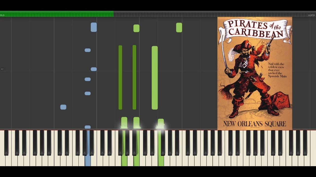 Pirates Of The Caribbean - Yo Ho (Disneyland) Tutorial Piano Covered by kno