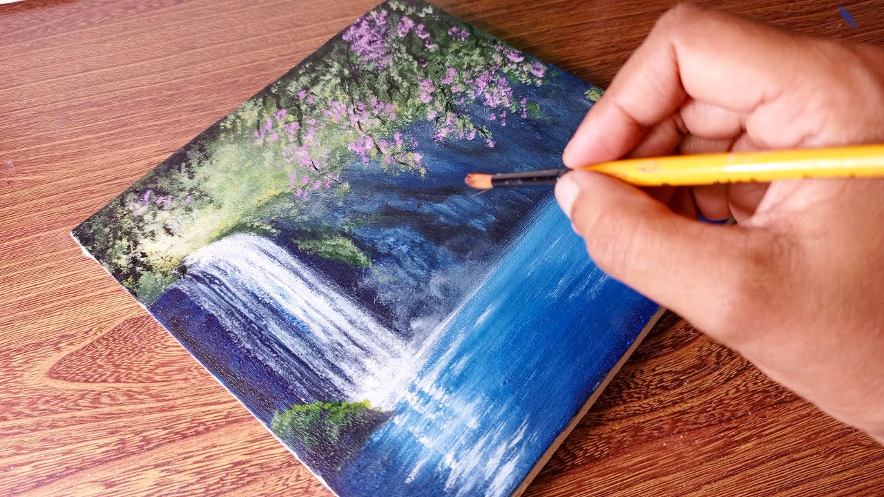 How to Paint a Waterfall | Step by Step Painting Tutorial | Acrylic Painting for Beginners