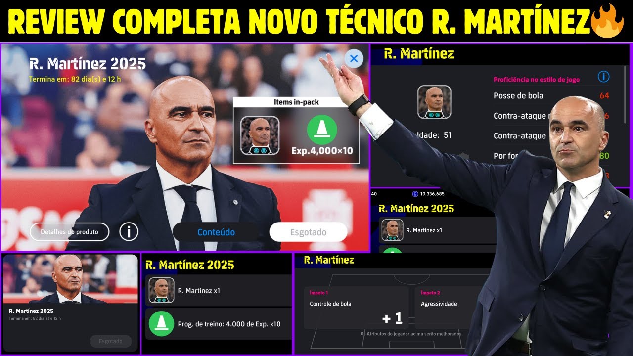 COMPREI o NOVO TÉCNICO ROBERTO MARTÍNEZ! 🔥 VALE A PENA no eFootball 2025? ( REVIEW COMPLETA )