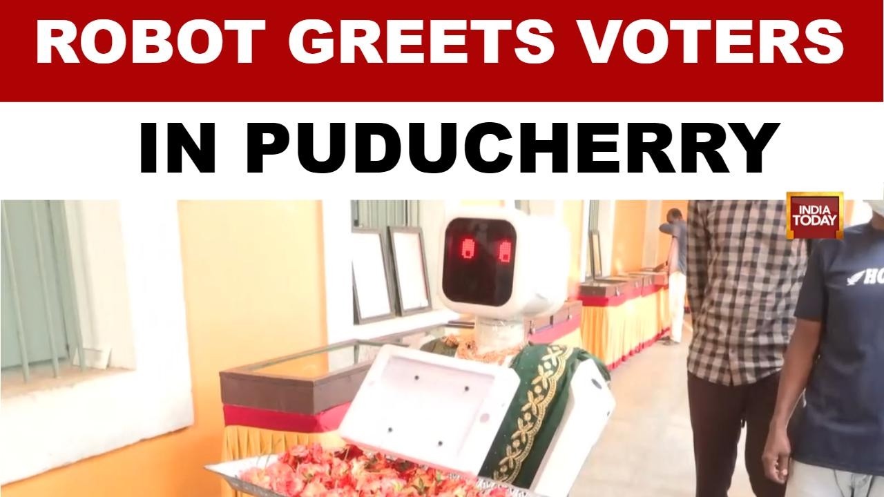 Puducherry Elections: Robot Nila Greets Voters At Poll Booth, Showcases Tech On Voting Day