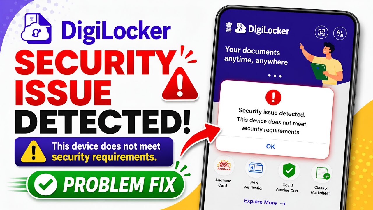 digilocker security issue detected this device does not meet security requirements problem solved