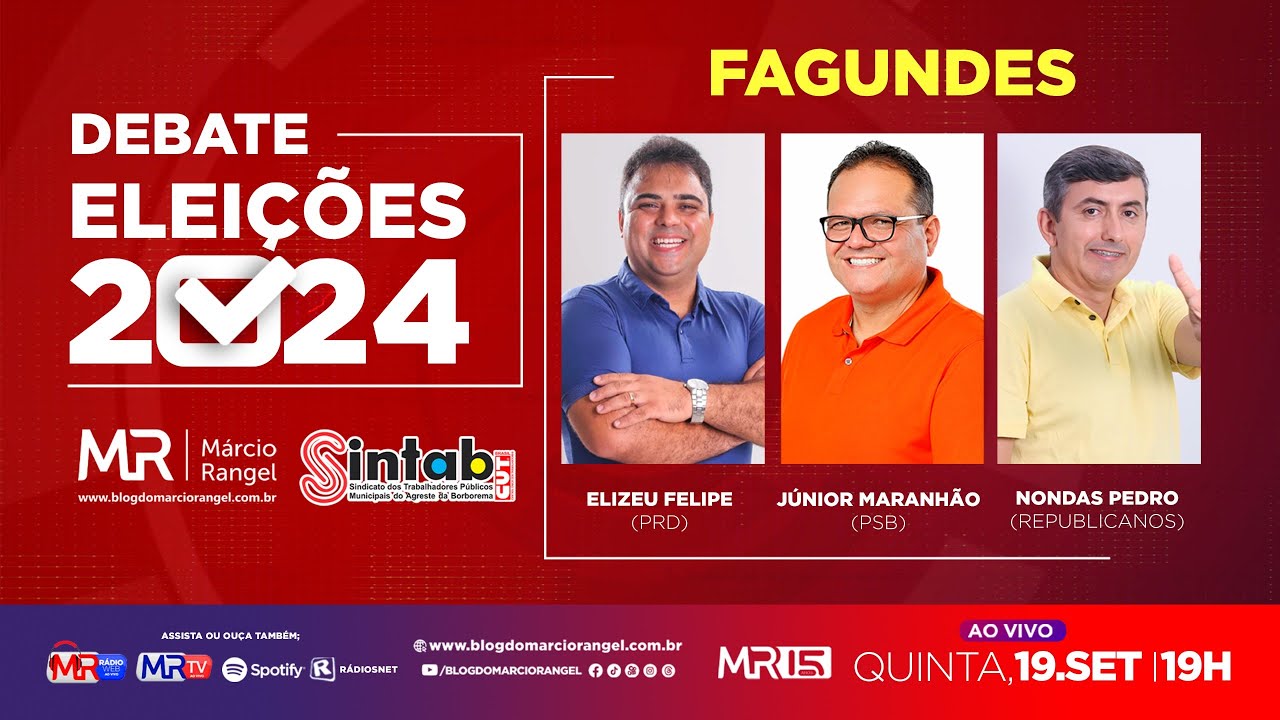 #DEBATESINTAB  - Candidatos à Prefeitura de Fagundes/PB (19/09/2024) #MRTV