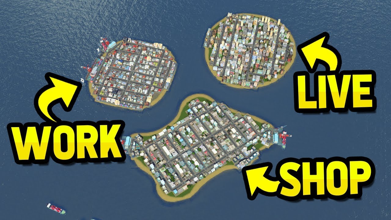 Can you LIVE, WORK and SHOP on DIFFERENT ISLANDS in CITIES SKYLINES