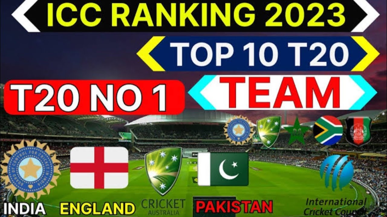 Top 10 T20 cricket teams ranking 2023 | ICC ranking 2023 top 10 T20 teams ranking in the world.