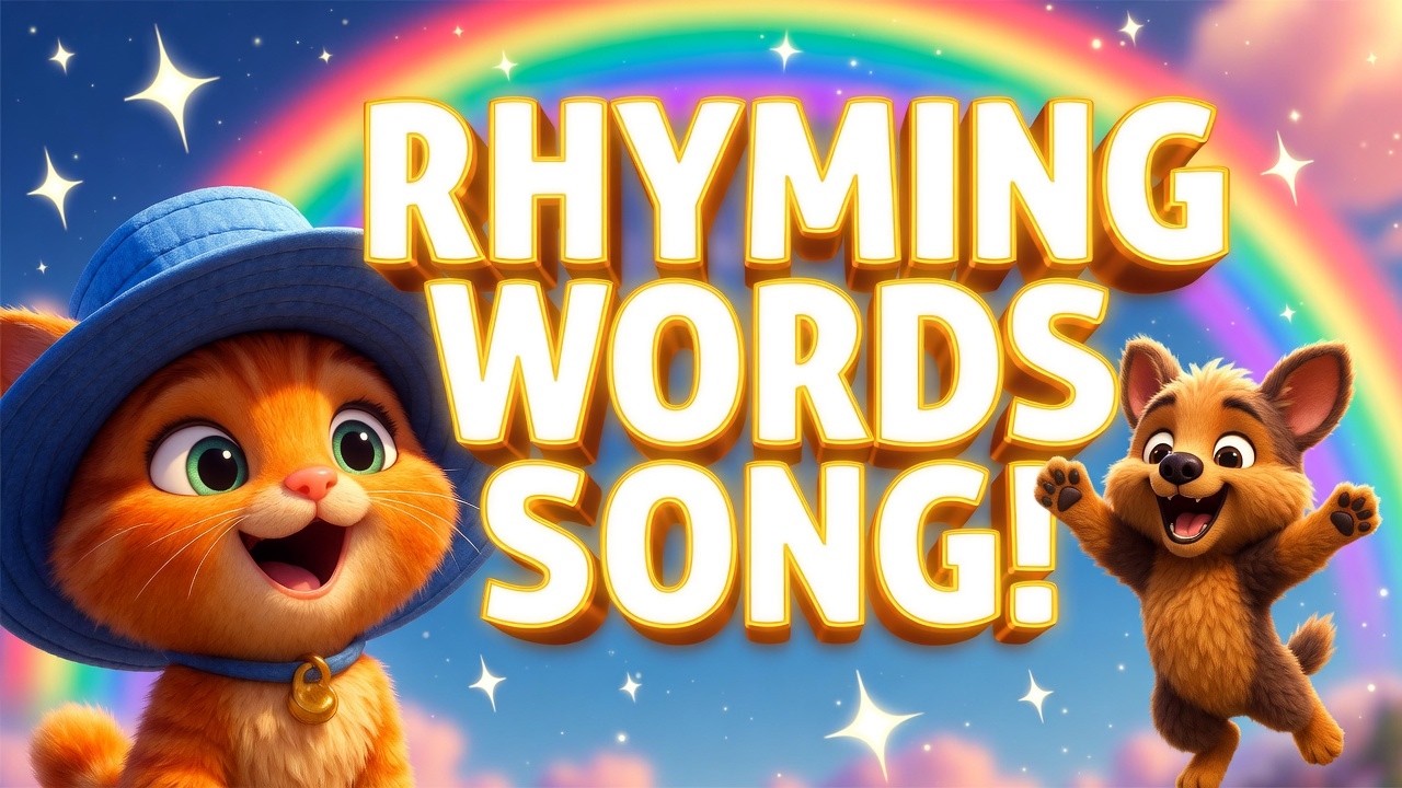 Rhyming Words Song for Kids 🎵 | Fun Learning Song | Cat Hat Dog Log | Preschool & Kindergarten