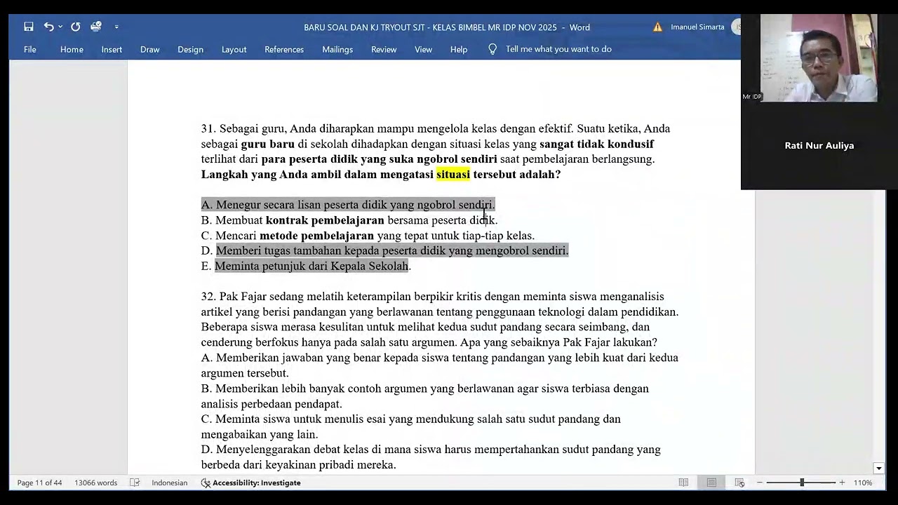 Soal SJT PPPK Guru Tahun 2025 (90 Soal)