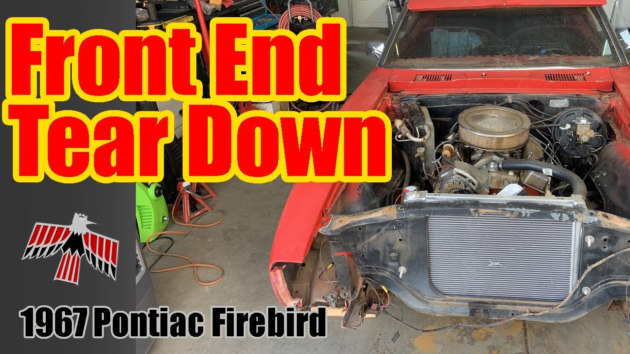 Removing the front hood, front bumper, front grill on a classic 1967 Pontiac Firebird Restoration