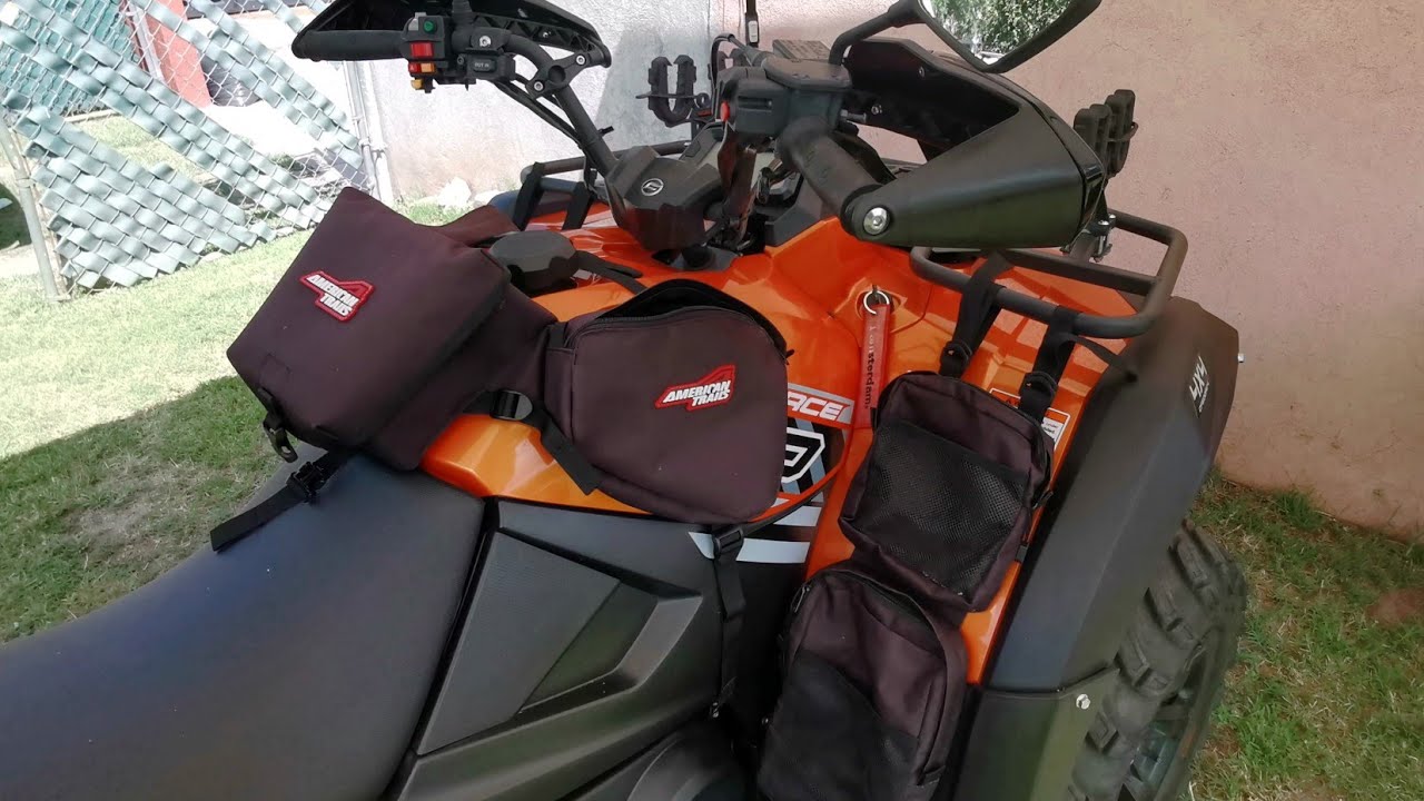 ACCESORIOS ECONÓMICOS Y PRÁCTICOS PARA ATV!! BOLSAS LATERALES Y DE TANQUE, PINZAS DE CARGA Y FUNDA.
