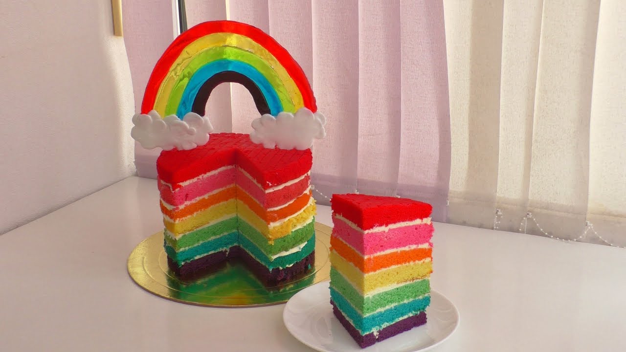 Как сделать РАДУЖНЫЙ ТОРТ Rainbow cake 