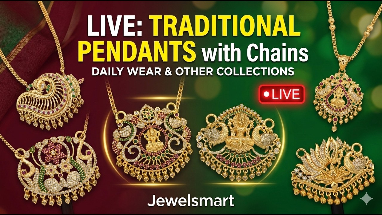 Latest Gold Plated South Indian Pendants | Daily Wear Jewelry Designs with Price | Jewelsmart Live