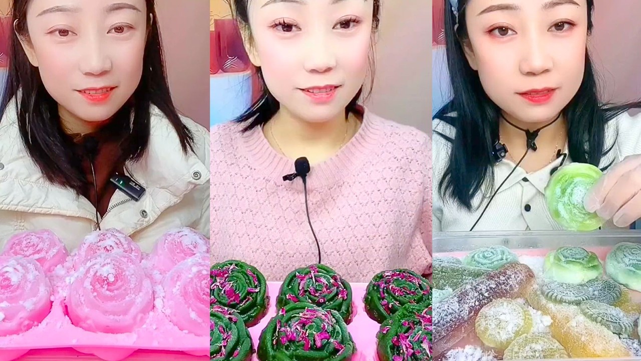 Pink Rose Jelly and Green Sprinkle Dessert Texture Tasting