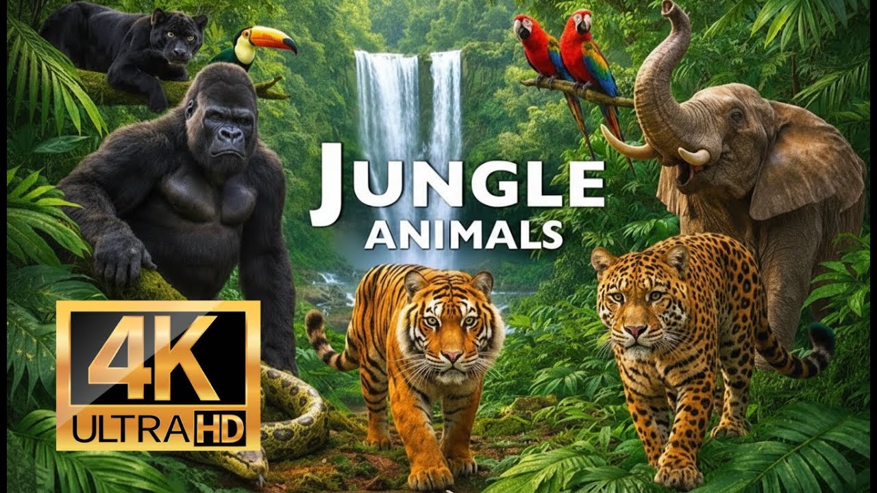 JUNGLE ANIMAL DISCOVERY THERAPY AND RELAZING SOUND / 60FPS 4K ULTRA HD #4K #ANIMALS
