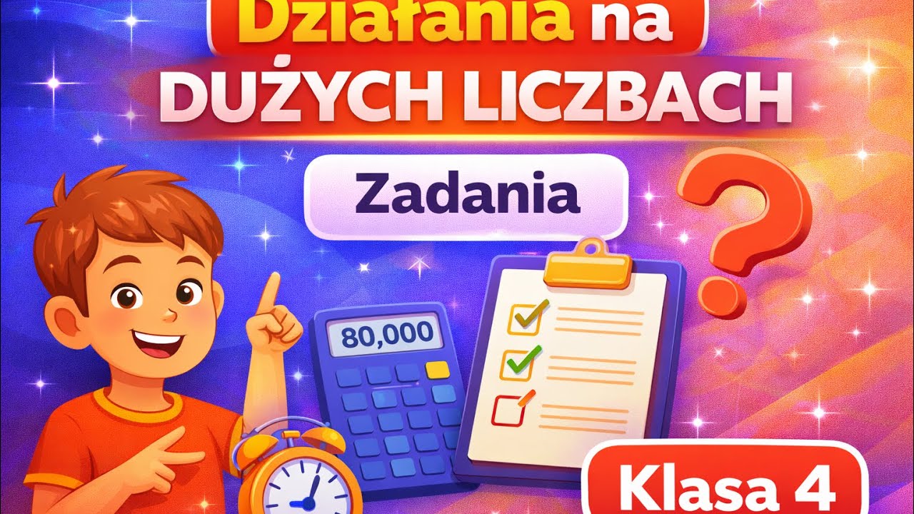 Działania na dużych liczbach. Zadania. Klasa 4
