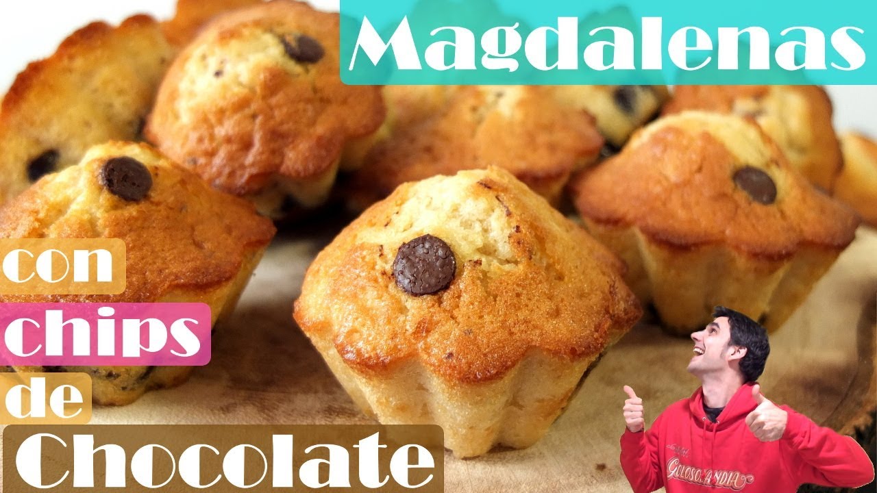 MAGDALENAS con CHIPS de CHOCOLATE o muffins😍🍫😋 ESPONJOSAS FÁCILES y DELICISOSAS. Receta # 420