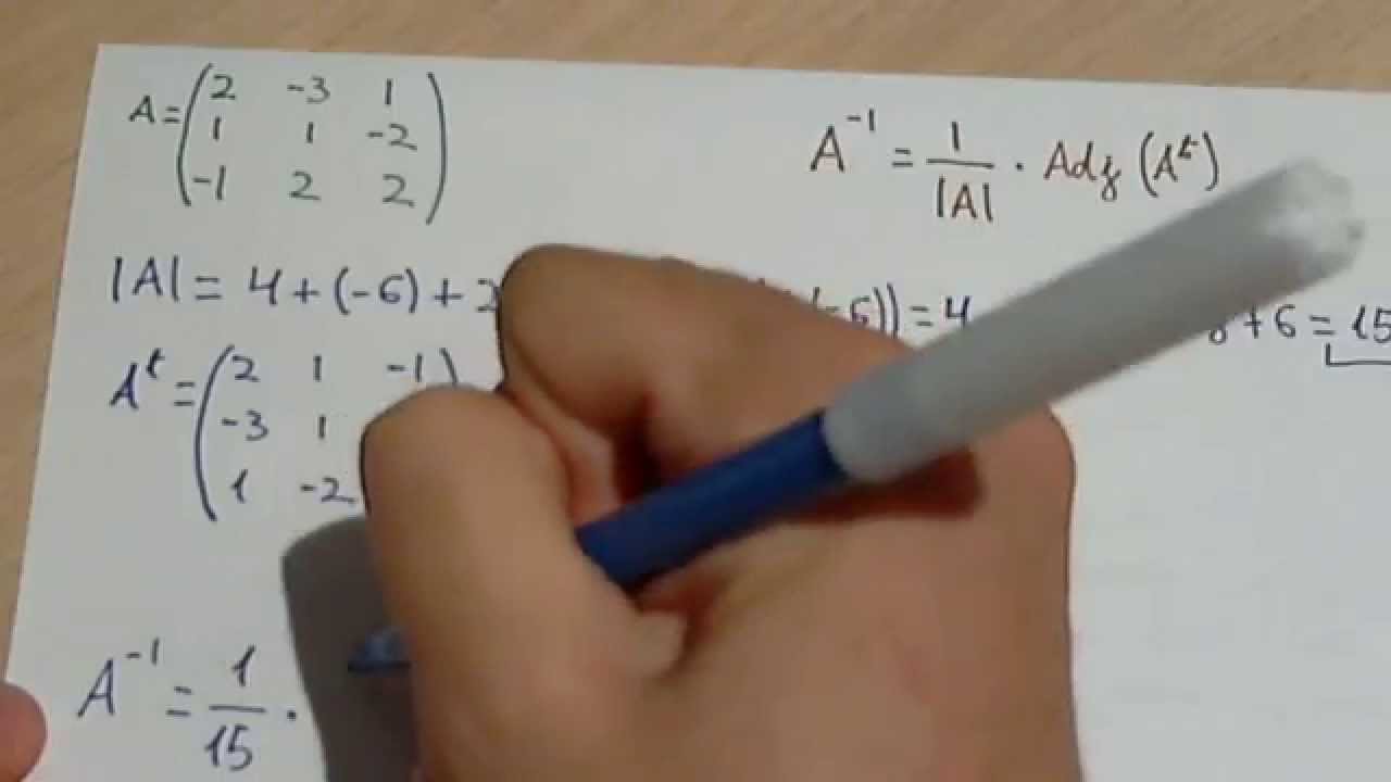 Matriz inversa (determinante, traspuesta y matriz adjunta o de cofactores)