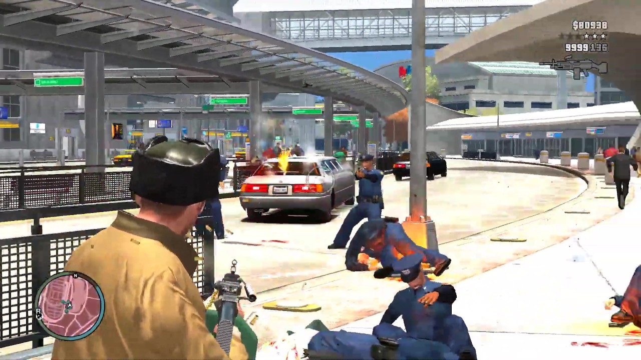 GTA 4 - AIRPORT SHOOTOUT + EPIC SHOOTOUT WITH SWAT & POLICE + FOUR STARS