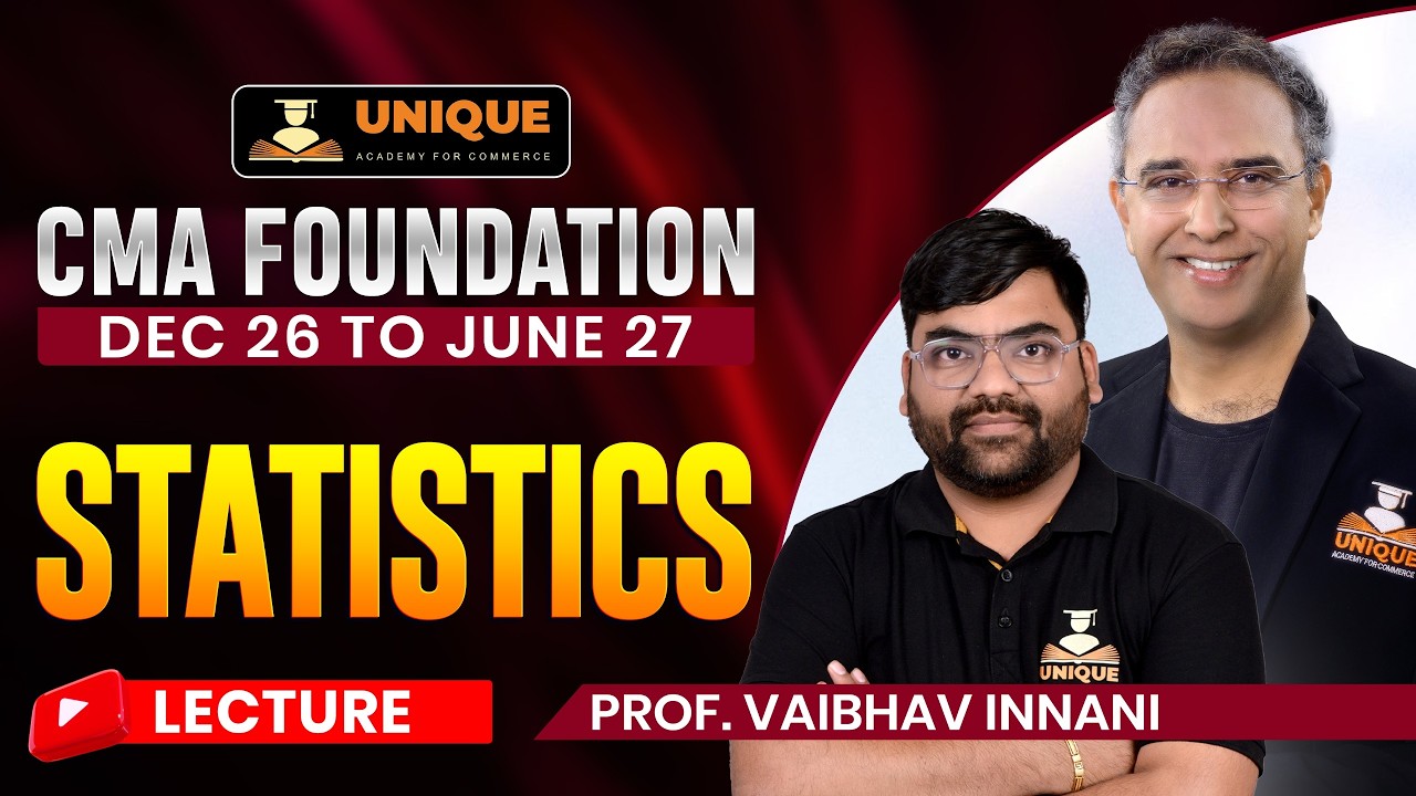 CMA Foundation Stats | Correlation & Regression | L7| Dec 2026 & June 27 | Prof. Vaibhav Innani