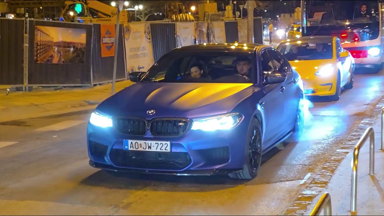 CAR SPOTTING IN BUDAPEST CARS BRUTAL ACCELERATION ILLEGAL BURNOUTS AND DRIFTING
